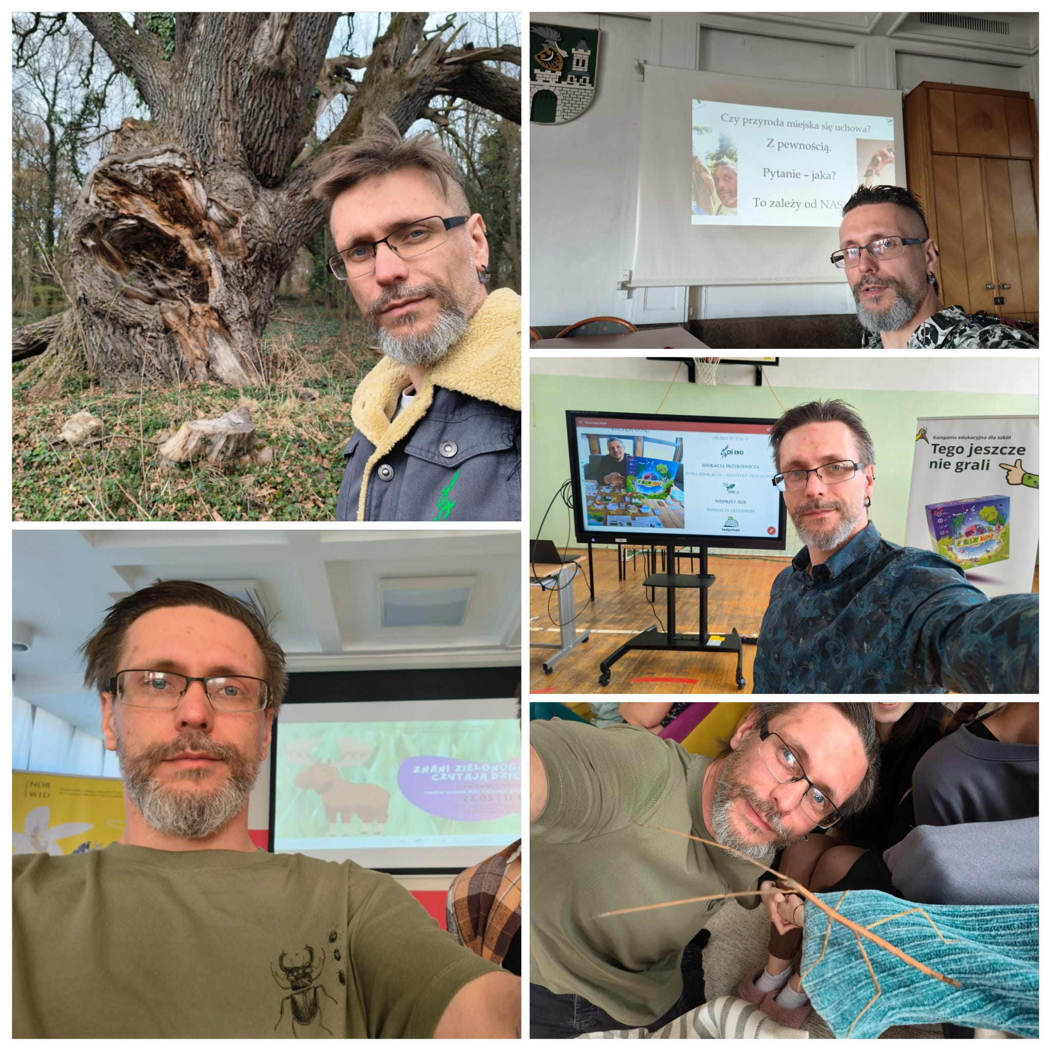 kolaz marzec 2025 działania Miejski Druid Sebastian Pilichowski Żywa Edukacja