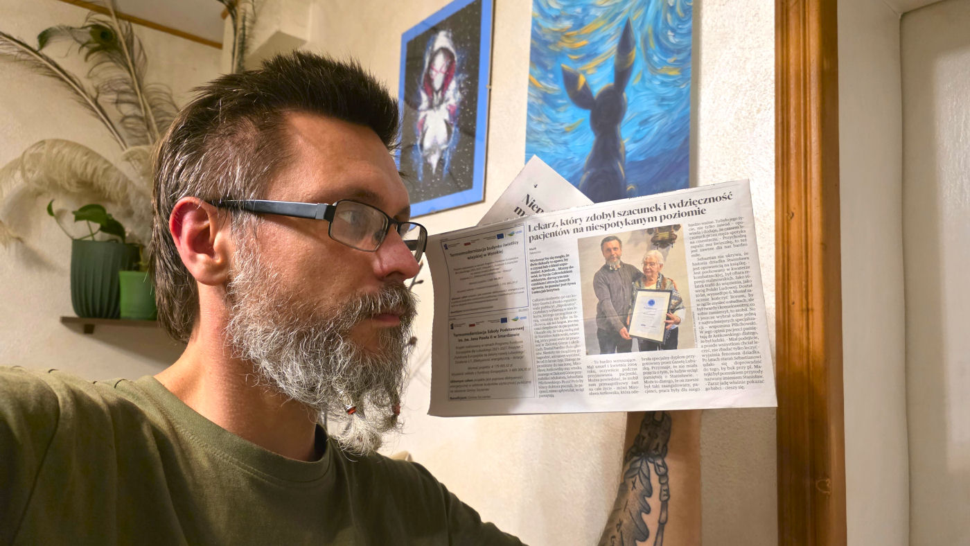 gazeta lubuska i sebastian pilichowski, a w niej z babcią; artykuł o dziadku lekarzu, Buk Stanisław