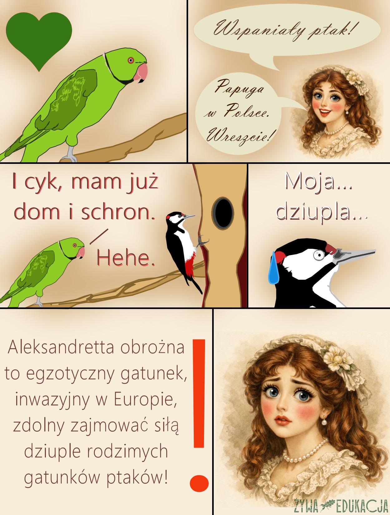 20250116 aleksandretta obrożna to inwazyjna papuga w Polsce